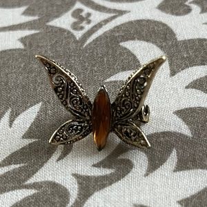 Vintage Costume Topaz Butterfly Pin